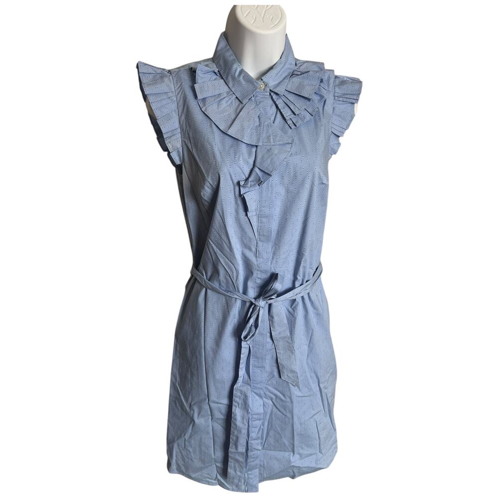 Banana Republic Blue Ruffled Shirt Dress – Size 2 – Tie Waist